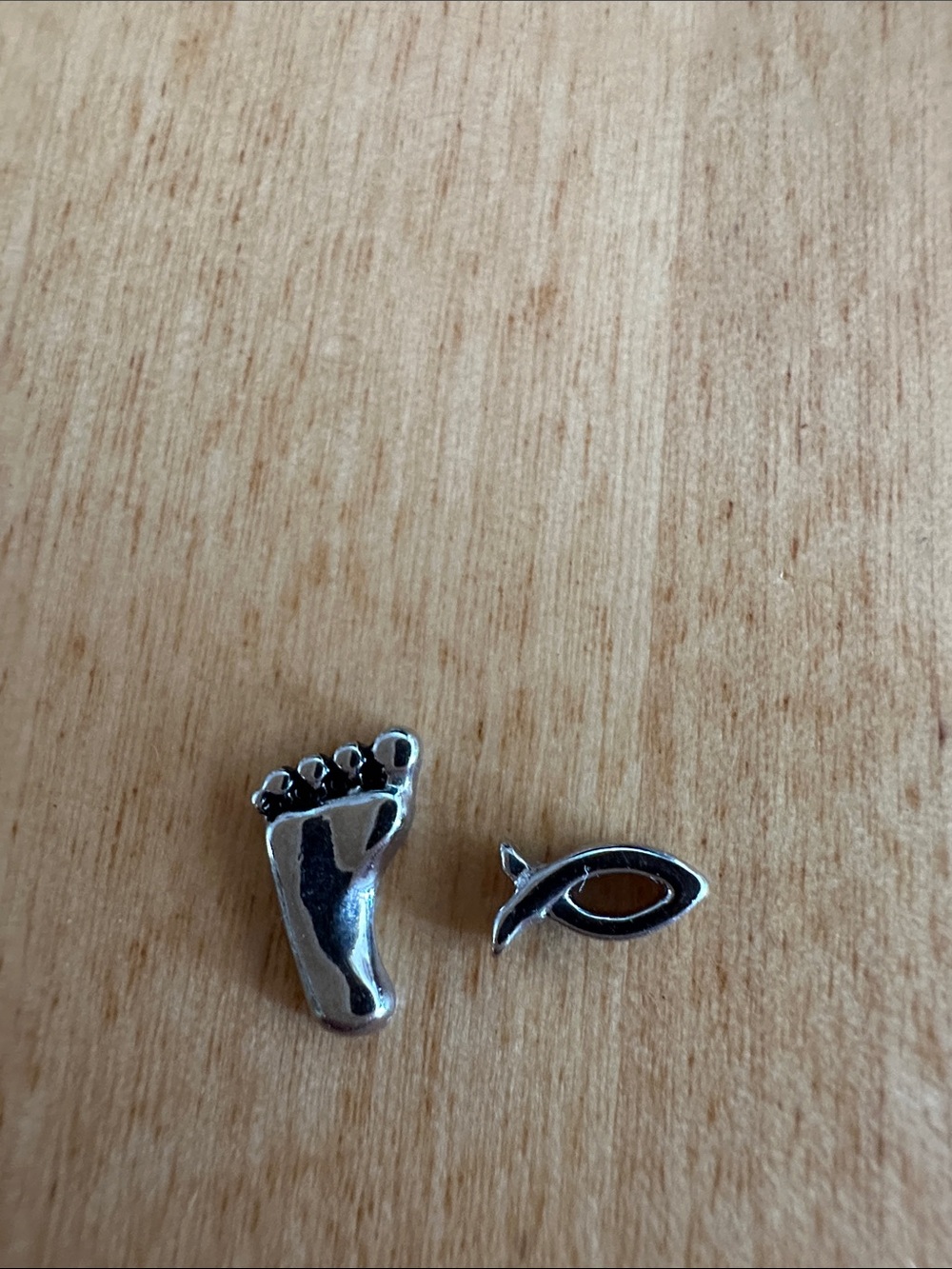 Owl Locket Charms - Christian Jesus Fish & Footprints Set